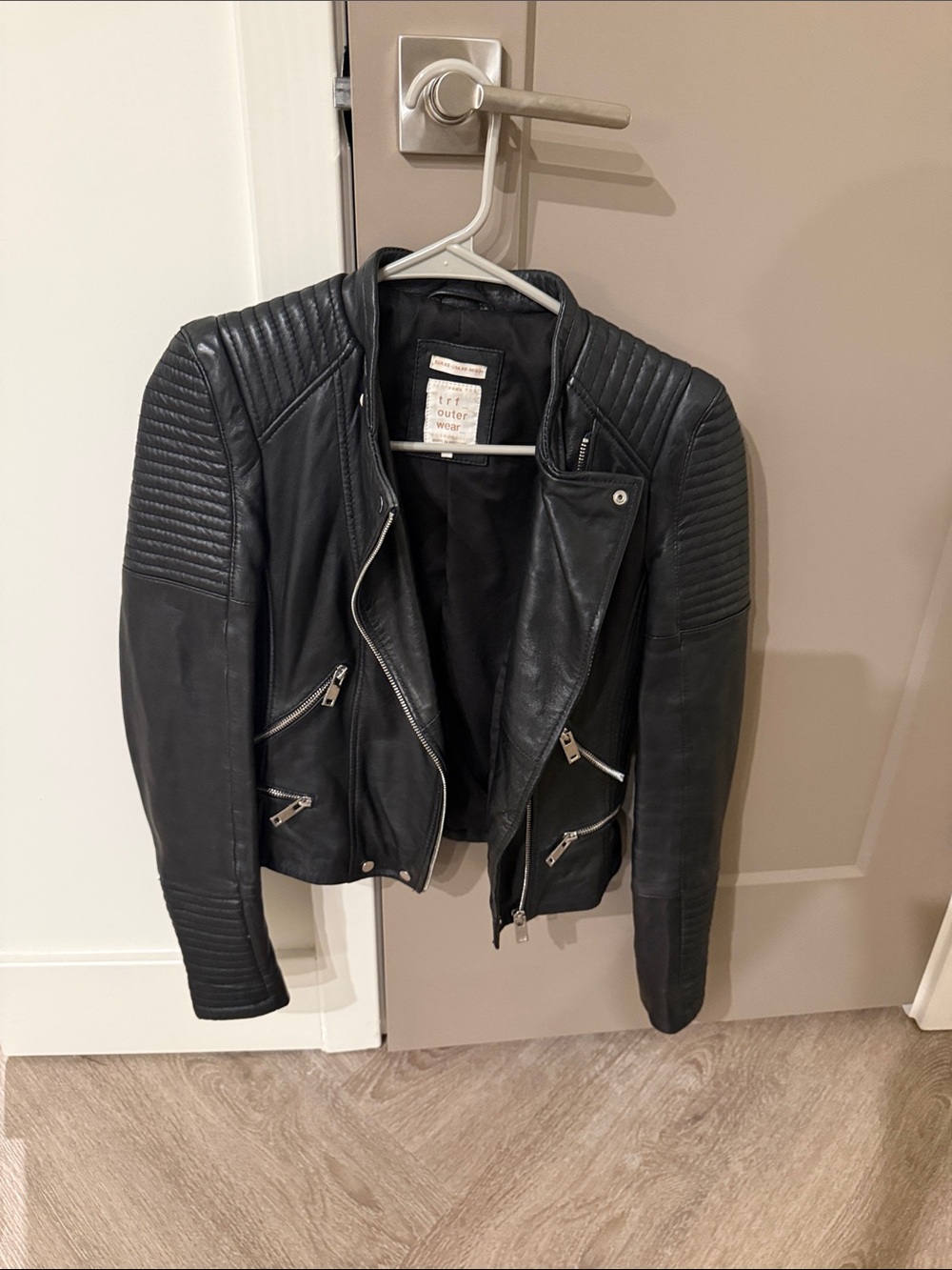 Zara genuine leather moto jacket